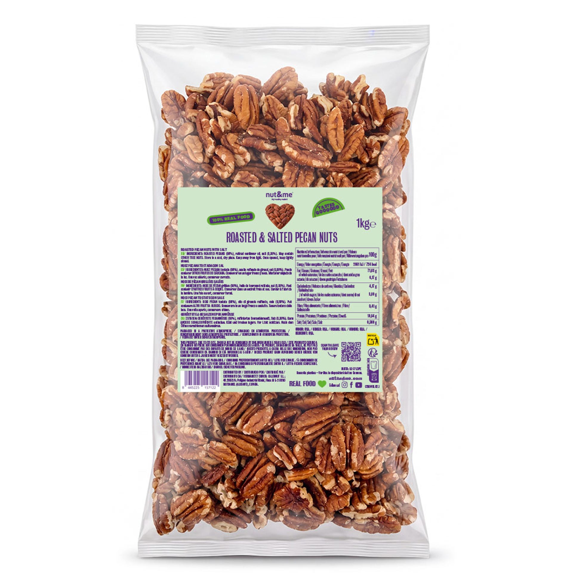 Nuez pecana tostada y salada 1kg
