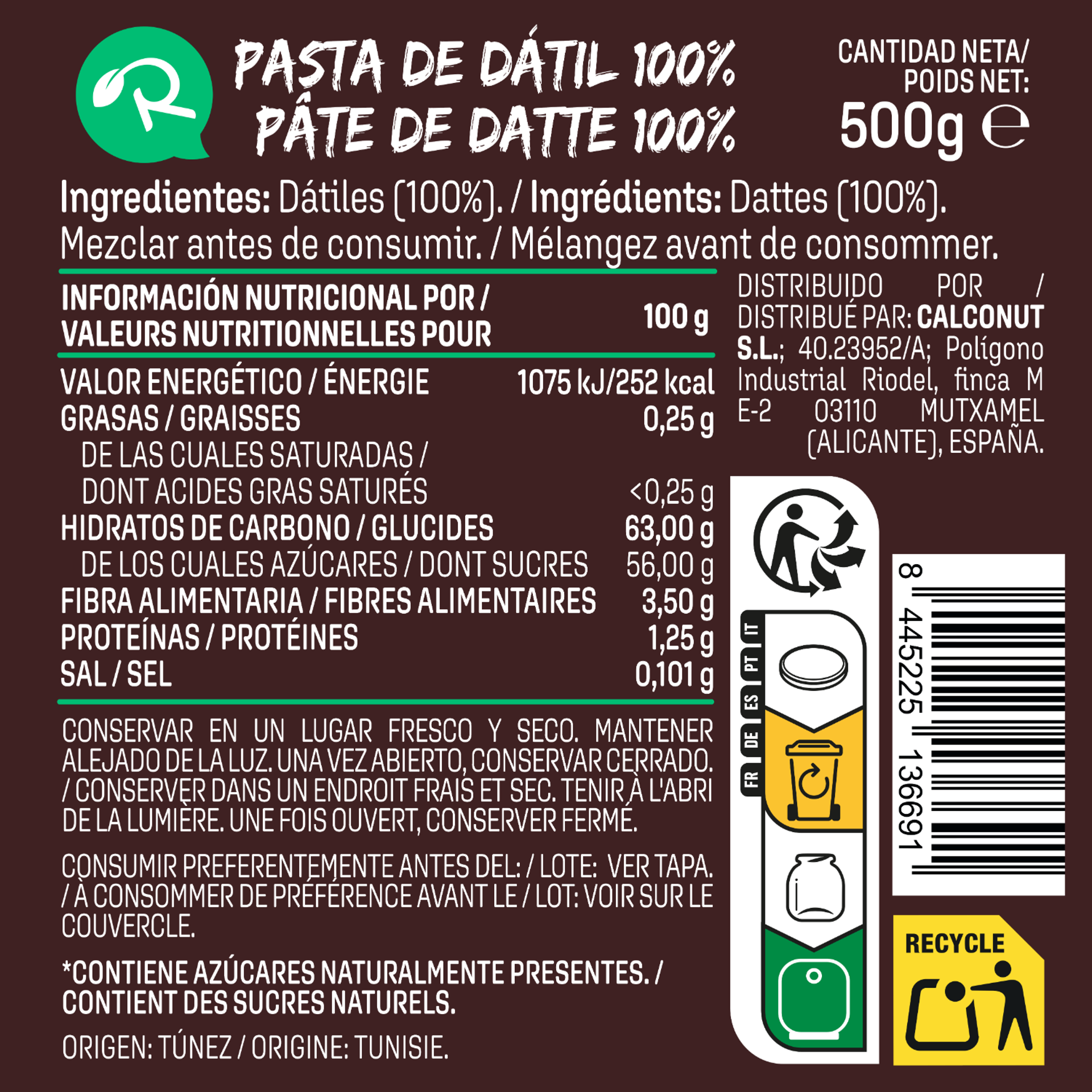 Pasta de datil Realfooding 500g