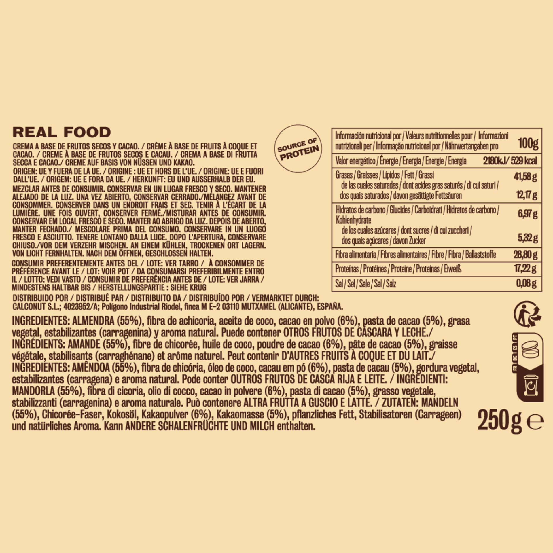 Crema de almendra y cacao 250g