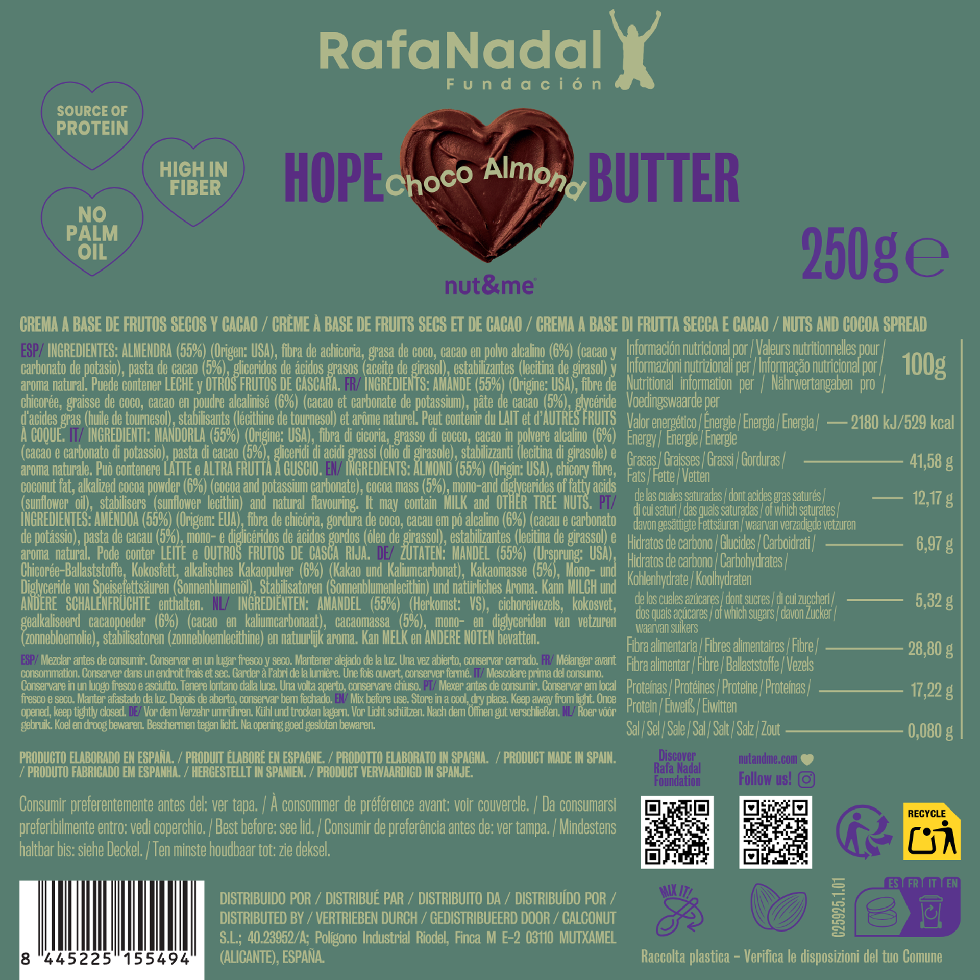 Hope Choco Almond Butter – Fundación Rafa Nadal × nut&me (Limited Edition)